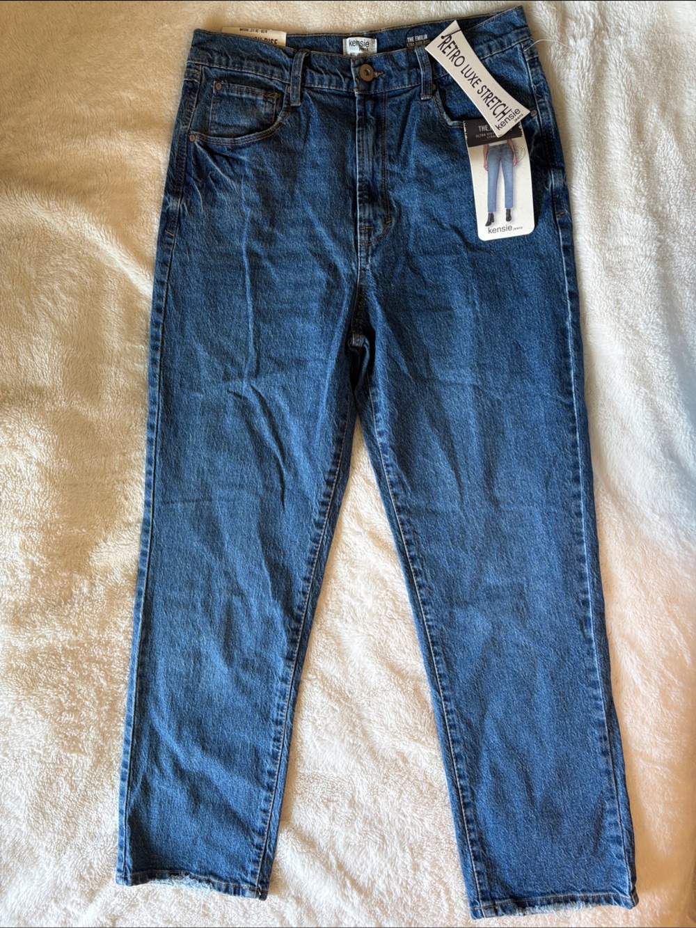 Classic High-Waist Dark Blue Denim Jeans